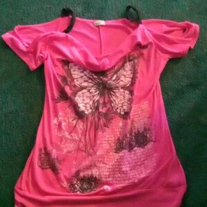Pink butterfly top